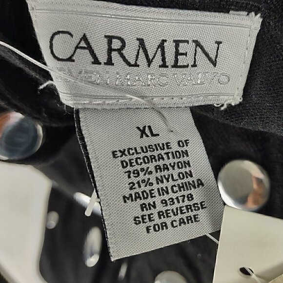 Carmen Marco Valvo Mirrored Button Open Face Black Cardigan Size XL (NWT) - Picture 11 of 13